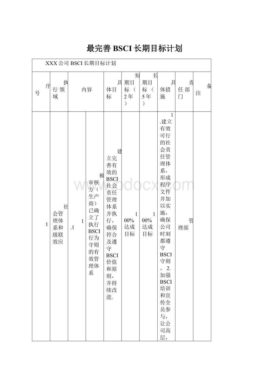 最完善BSCI长期目标计划文档格式.docx