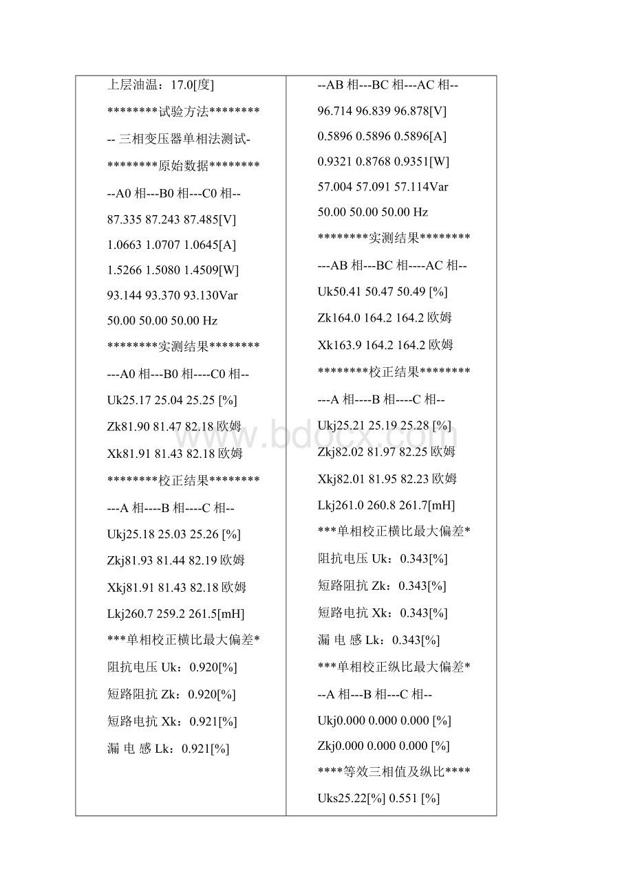 7变压器短路阻抗试验报告Word文件下载.docx_第2页