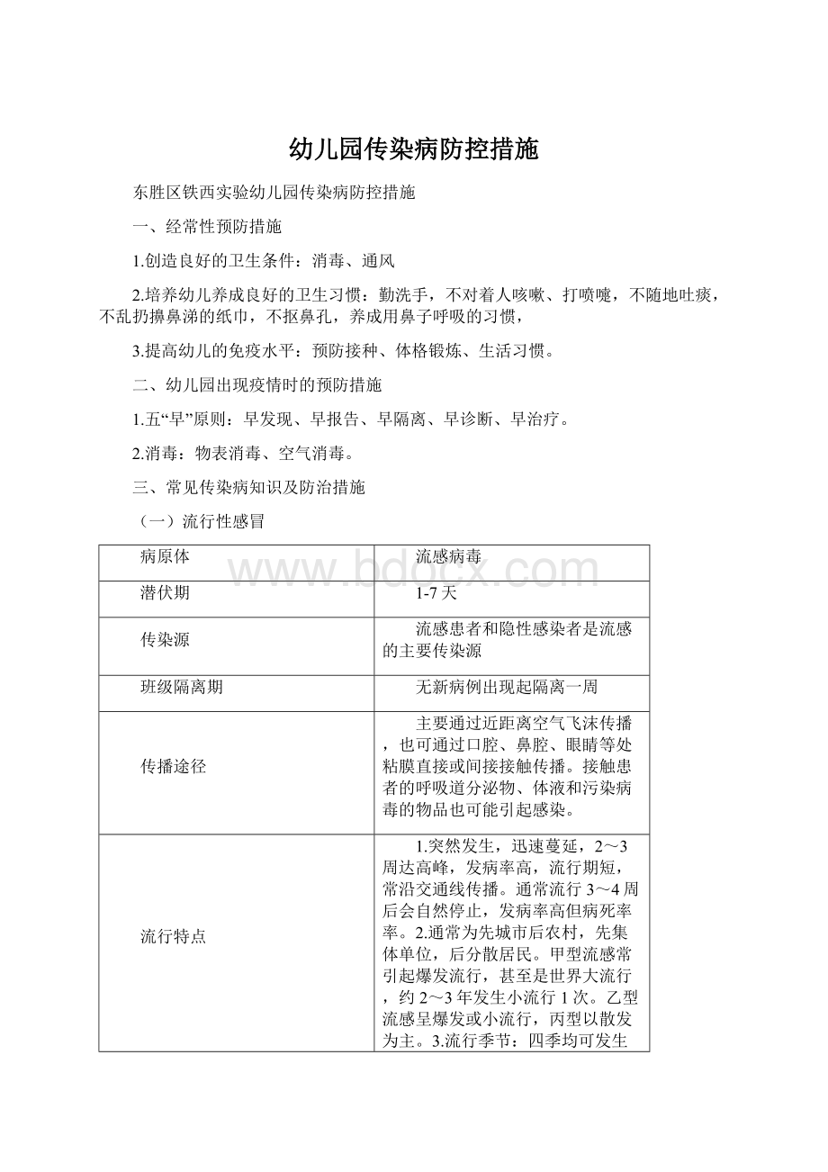 幼儿园传染病防控措施Word格式文档下载.docx