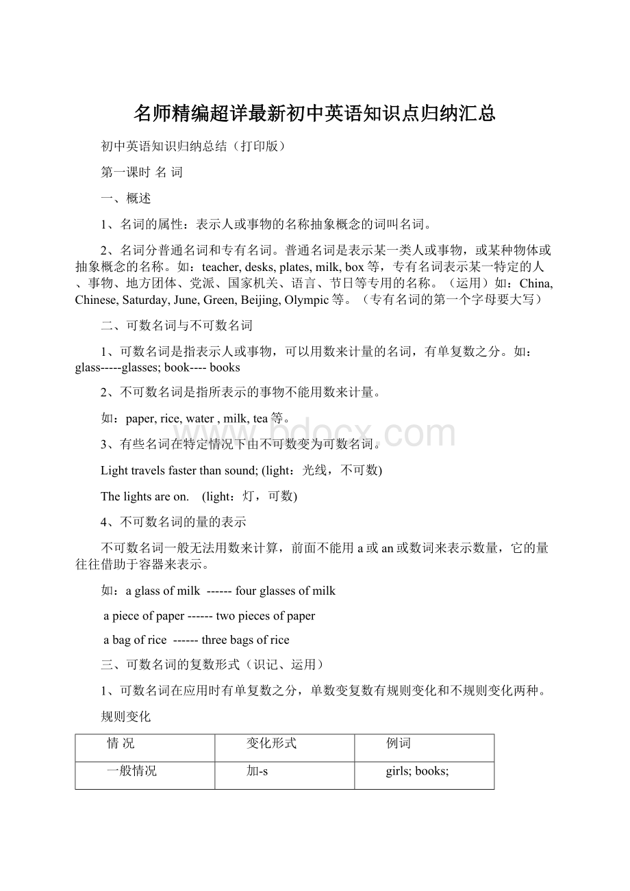 名师精编超详最新初中英语知识点归纳汇总Word文档格式.docx