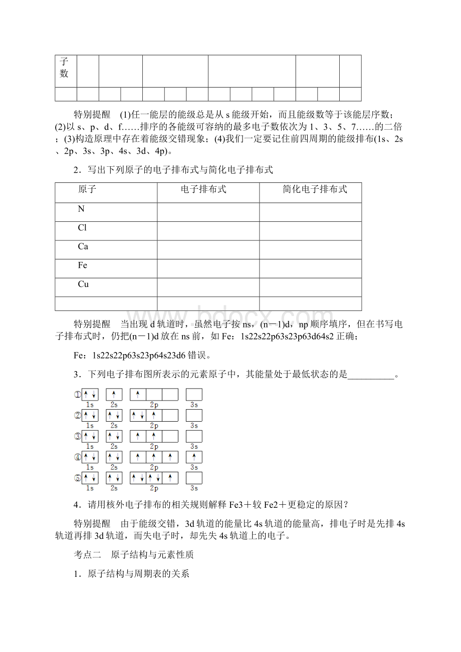 高考化学大一轮复习教案 第十二章 第1讲《原子结构与性质》.docx_第3页