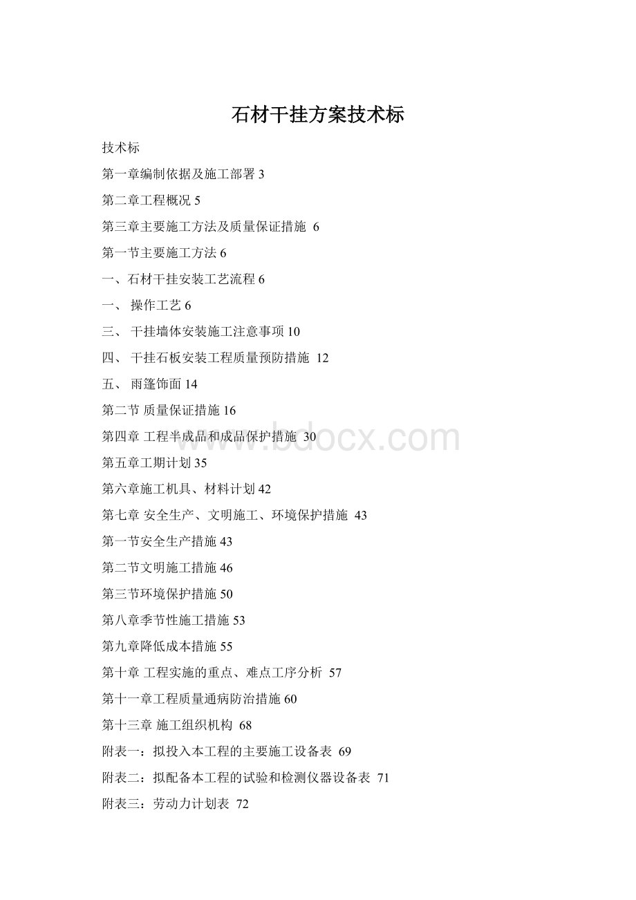 石材干挂方案技术标Word下载.docx