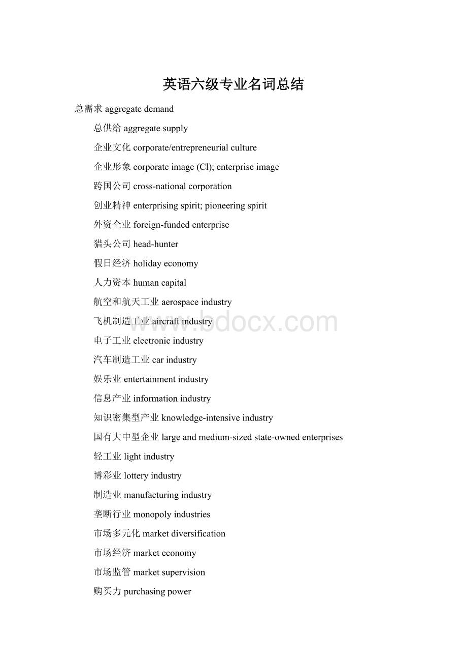 英语六级专业名词总结Word文档格式.docx_第1页