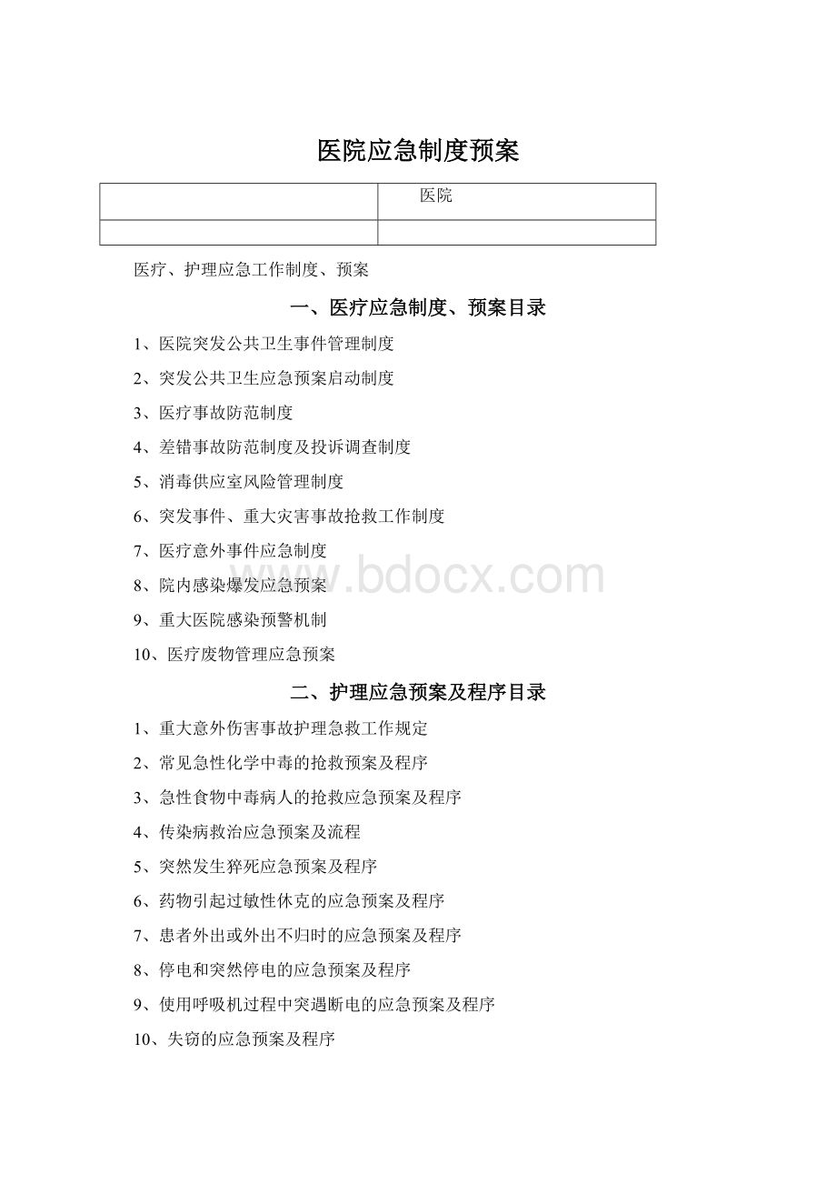 医院应急制度预案.docx_第1页