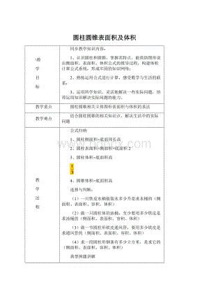 圆柱圆锥表面积及体积Word文件下载.docx