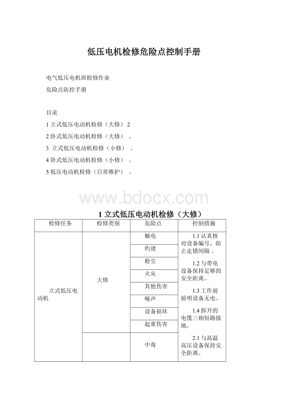 低压电机检修危险点控制手册文档格式.docx_第1页