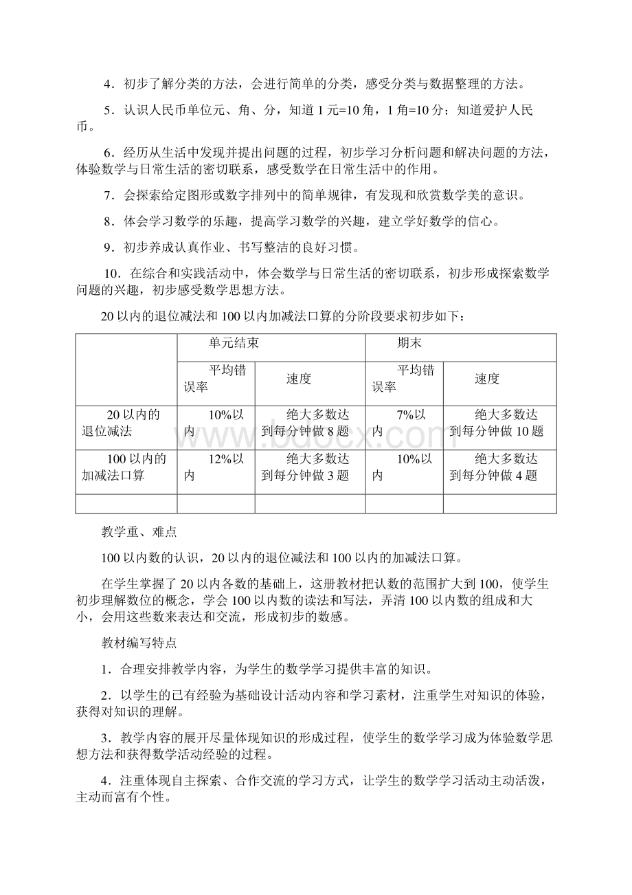 人教版一年级数学教案word课件.docx_第2页