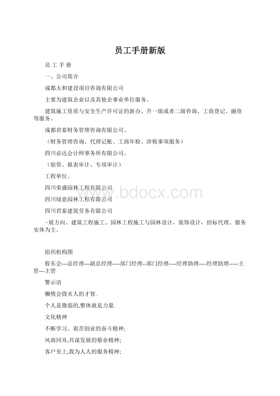 员工手册新版Word文档格式.docx