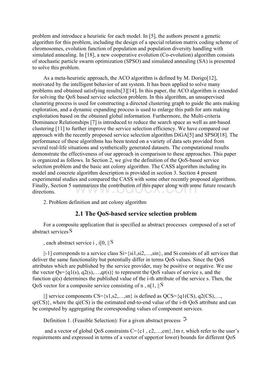 A clustering guided ant colony optimization algorithmservice selection problemWord下载.docx_第2页