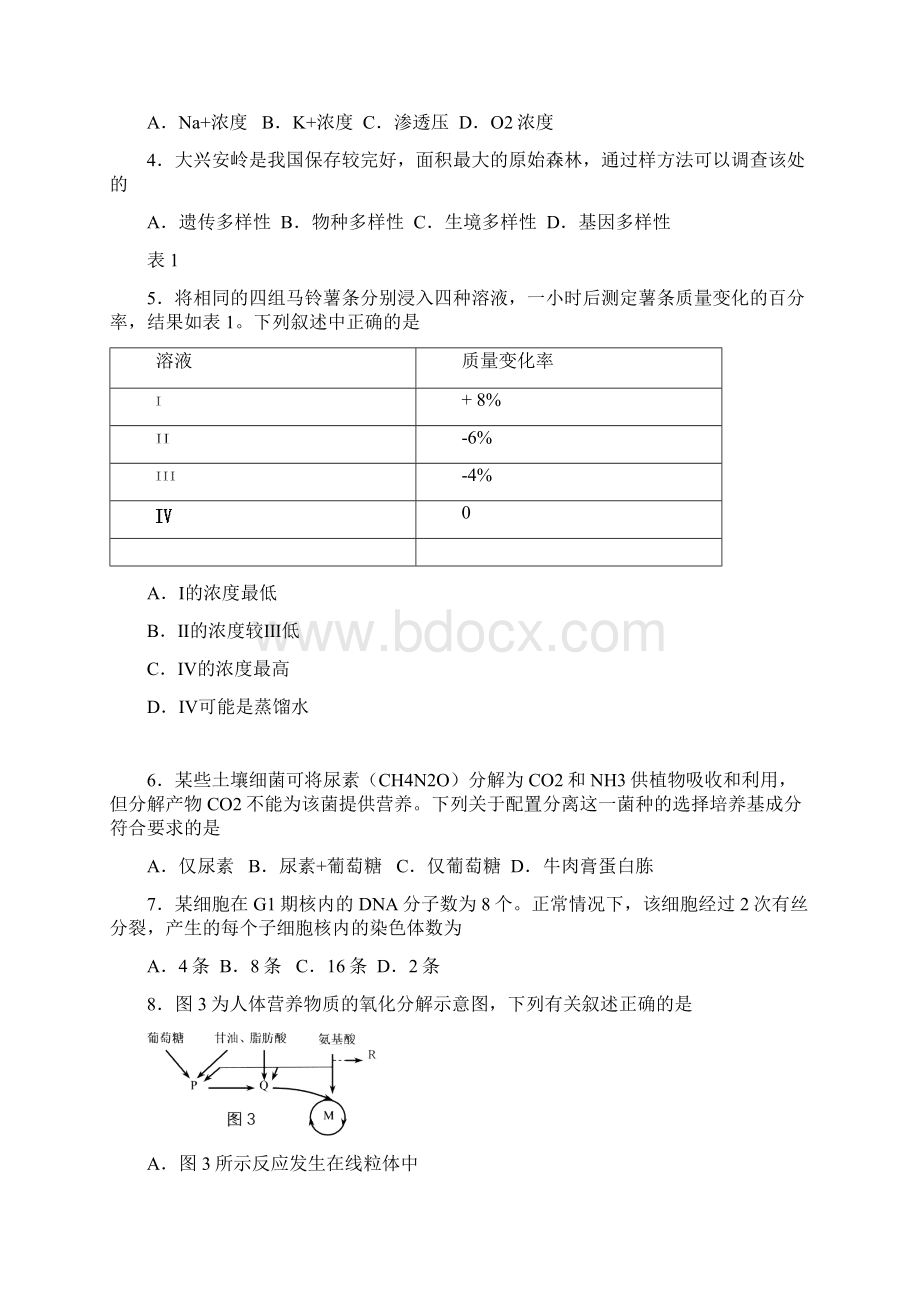 上海市黄浦区届高三生物上学期期末调研测试试题.docx_第2页