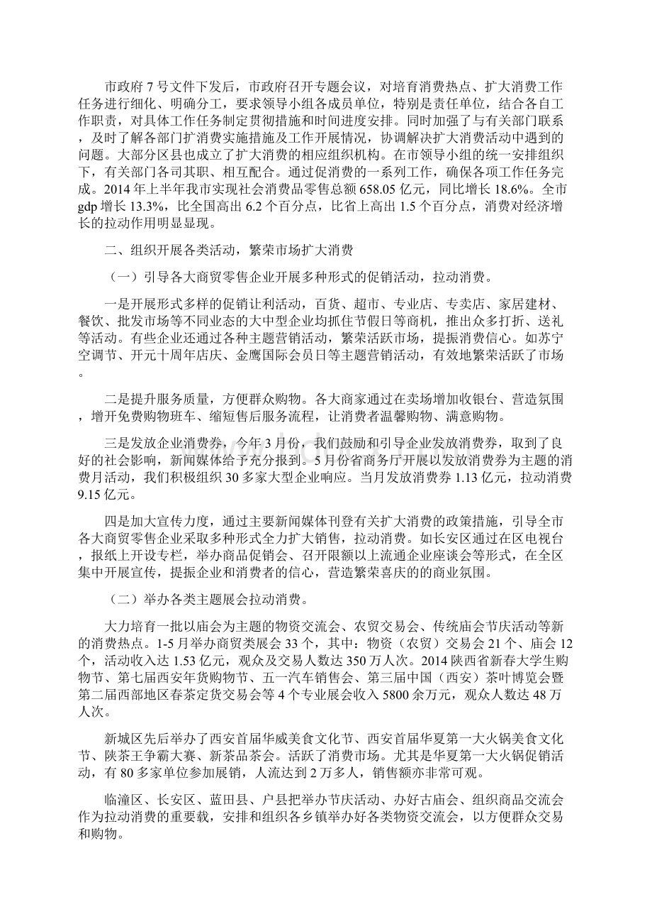 扩大消费领导小组办公室上半年工作汇报精选多篇.docx_第3页