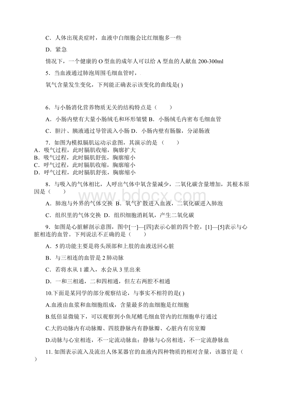 山东省济南市历城区学年七年级生物下学期期末试题 新人教版Word文档下载推荐.docx_第2页