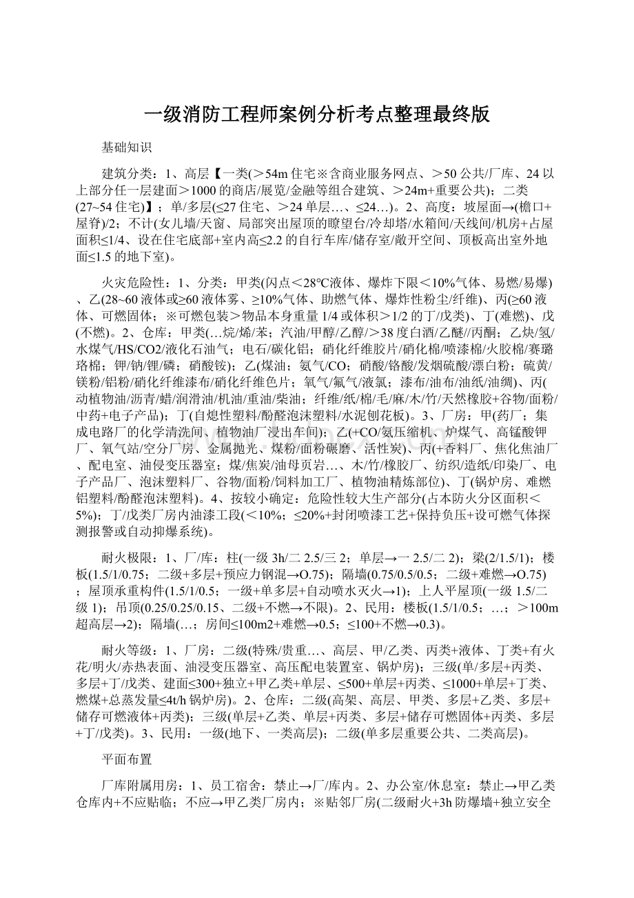 一级消防工程师案例分析考点整理最终版.docx_第1页