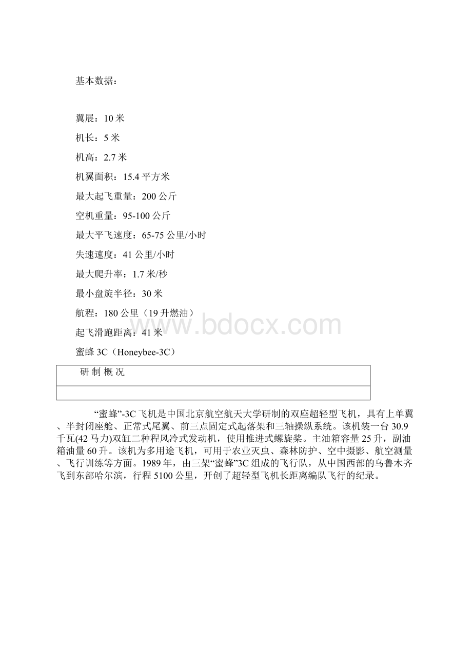 蜜蜂系列飞机Word格式.docx_第2页