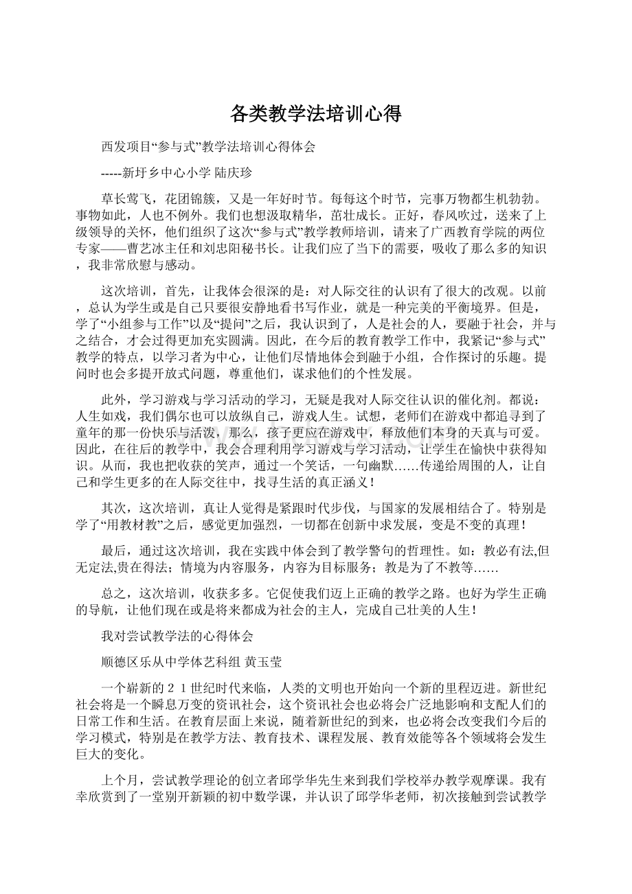 各类教学法培训心得Word格式文档下载.docx