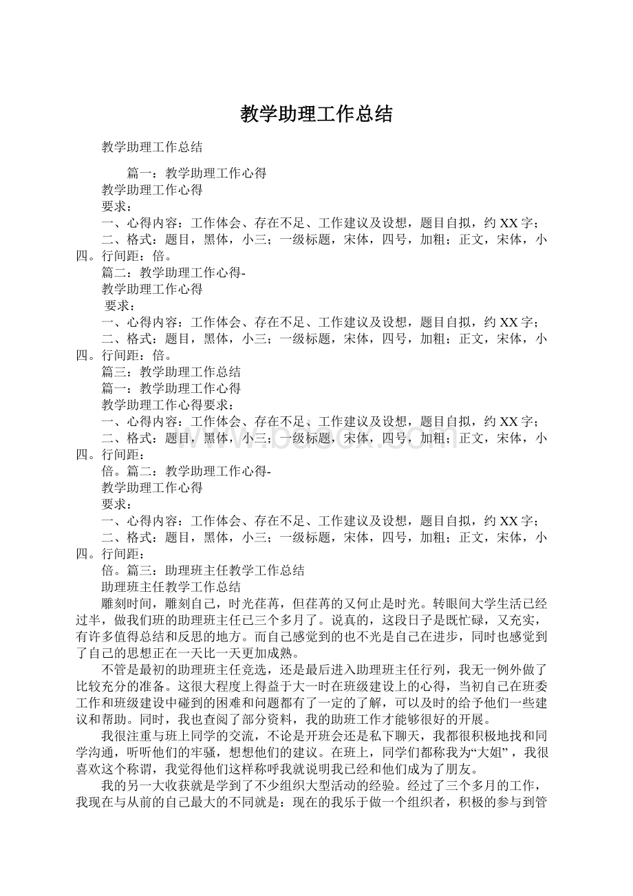 教学助理工作总结文档格式.docx