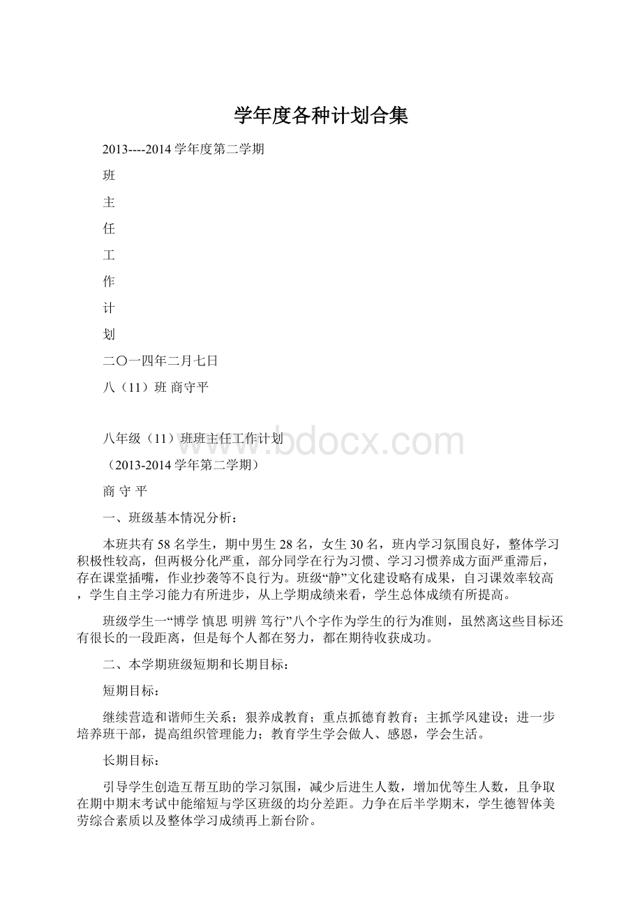 学年度各种计划合集Word文件下载.docx