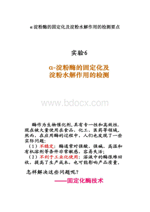 α淀粉酶的固定化及淀粉水解作用的检测要点Word文档格式.docx