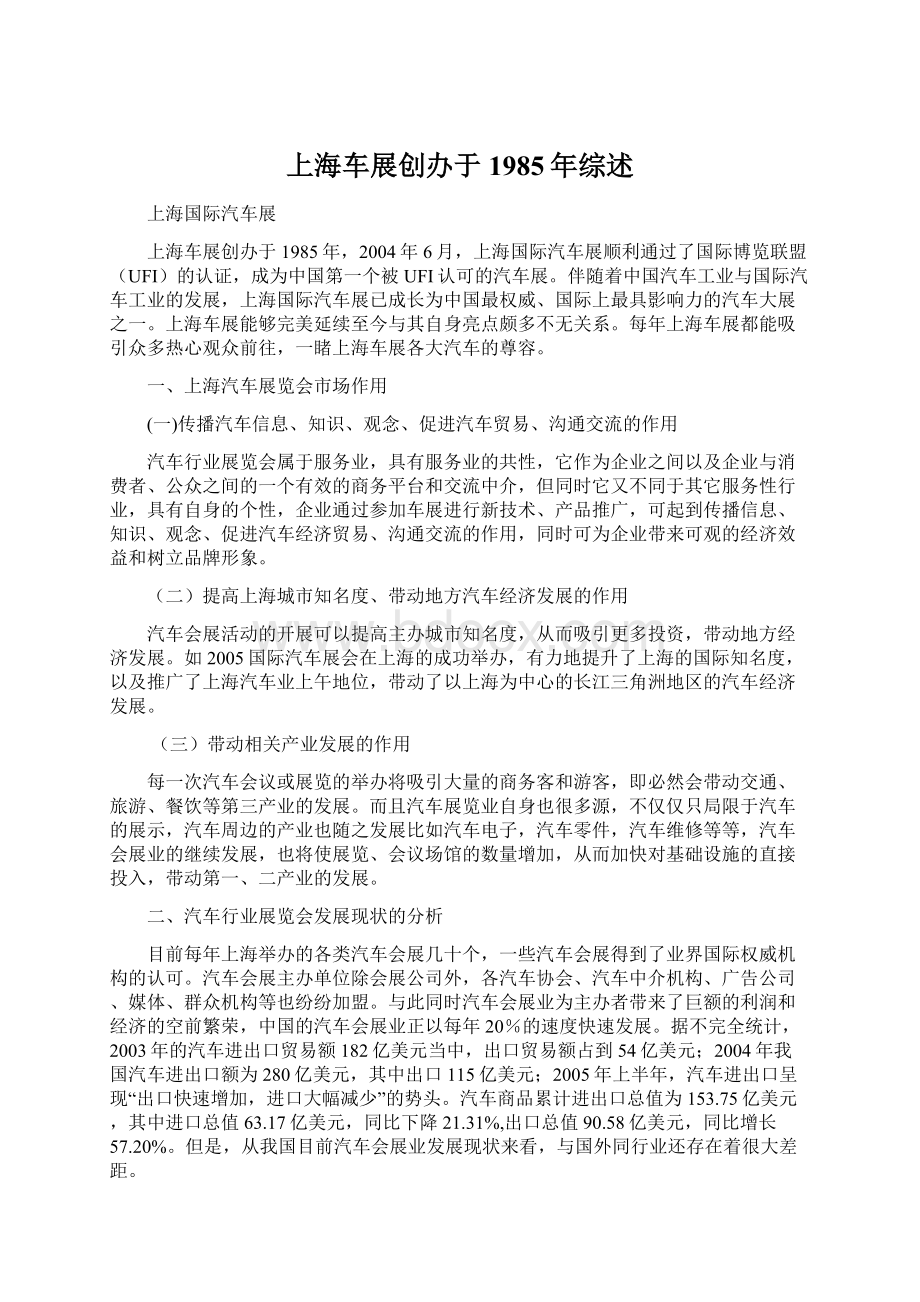 上海车展创办于1985年综述Word格式文档下载.docx_第1页