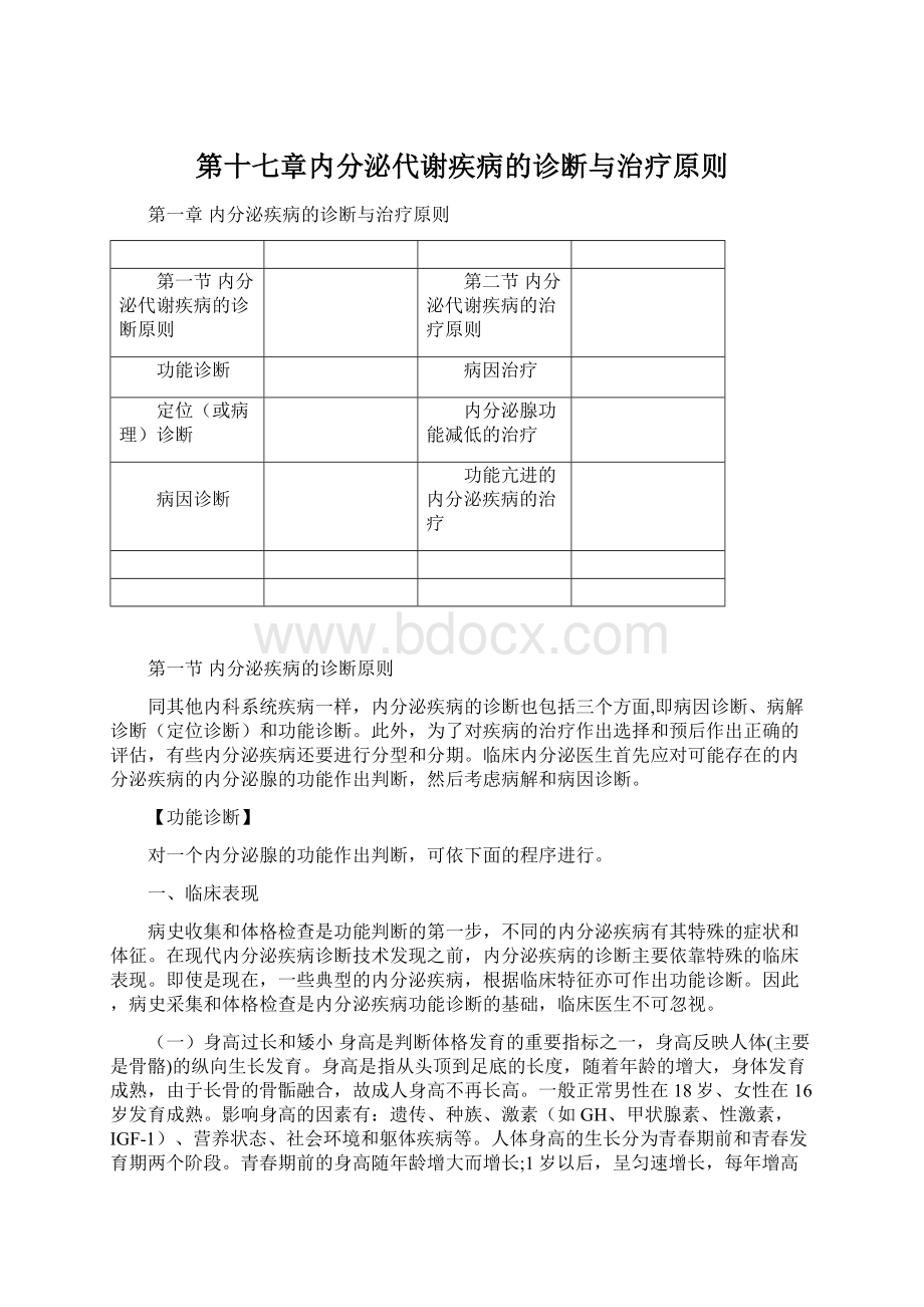 第十七章内分泌代谢疾病的诊断与治疗原则Word文件下载.docx