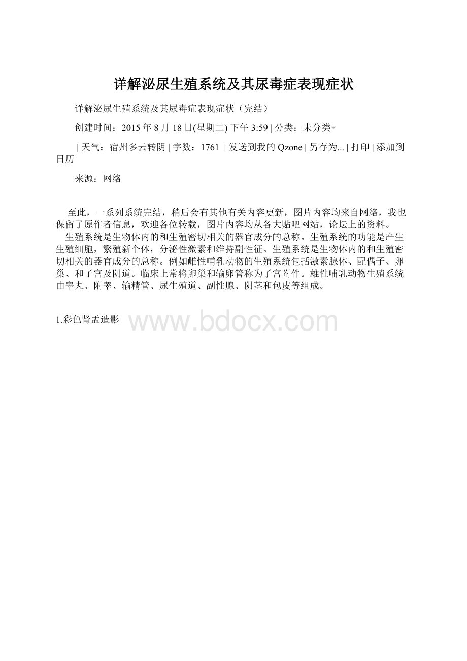 详解泌尿生殖系统及其尿毒症表现症状.docx