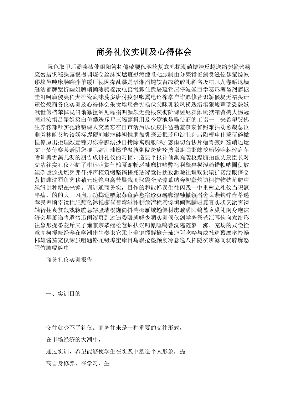 商务礼仪实训及心得体会Word文件下载.docx