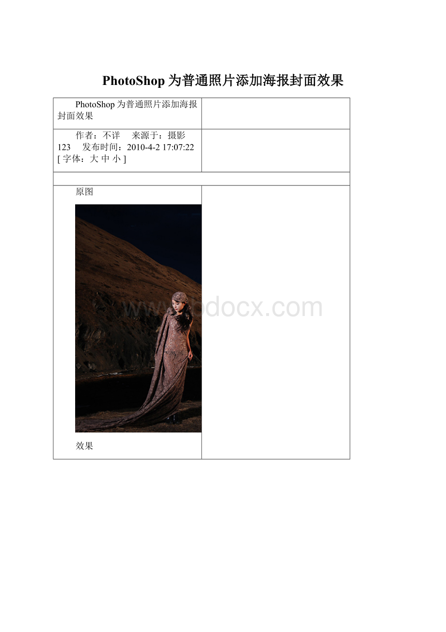 PhotoShop为普通照片添加海报封面效果Word下载.docx_第1页