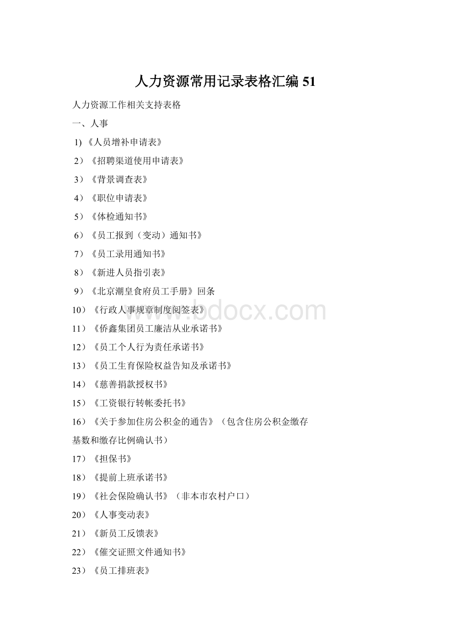 人力资源常用记录表格汇编51文档格式.docx