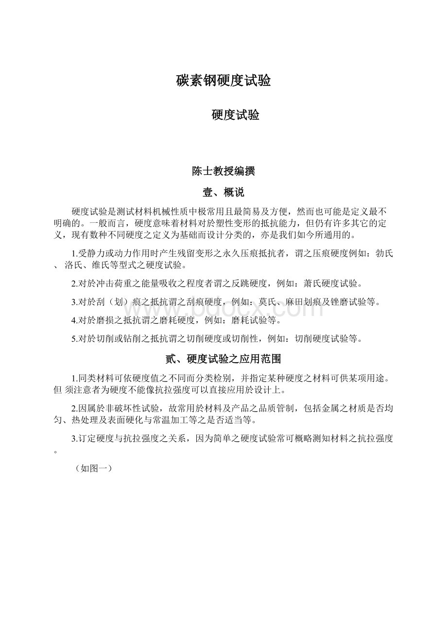 碳素钢硬度试验Word文档格式.docx