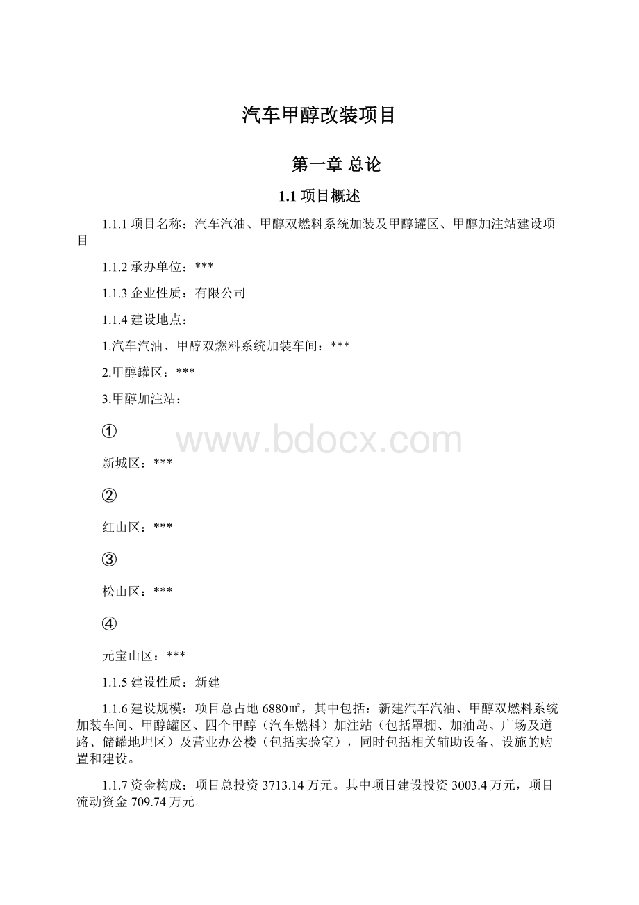 汽车甲醇改装项目Word下载.docx