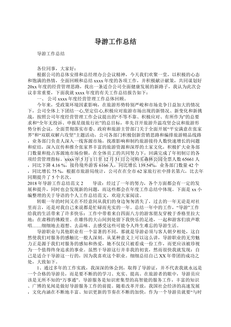 导游工作总结Word下载.docx