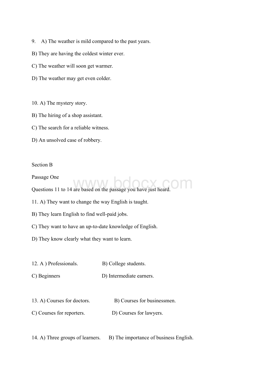 大学英语四级模拟试题附答案.docx_第3页