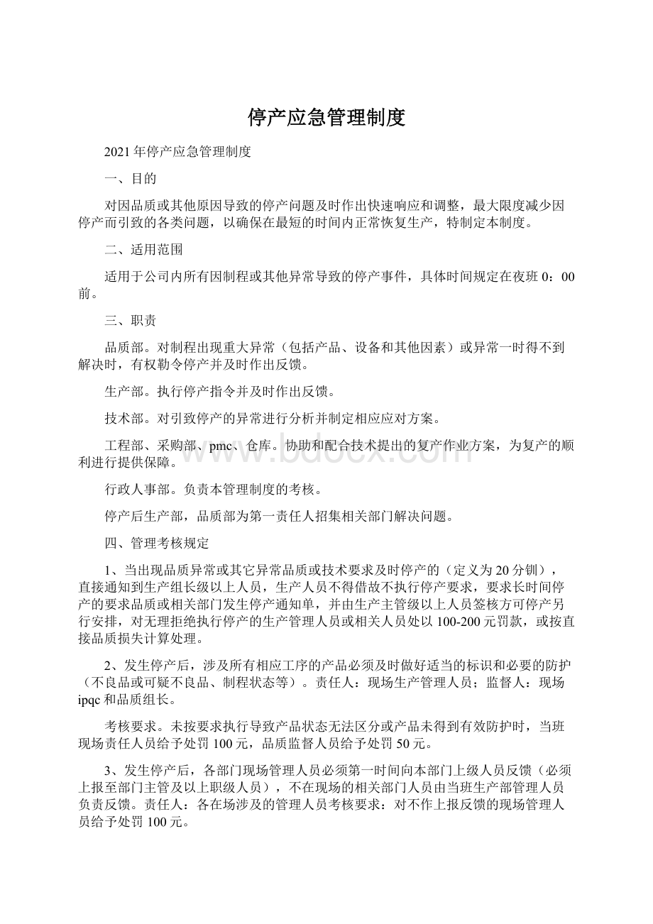 停产应急管理制度Word下载.docx