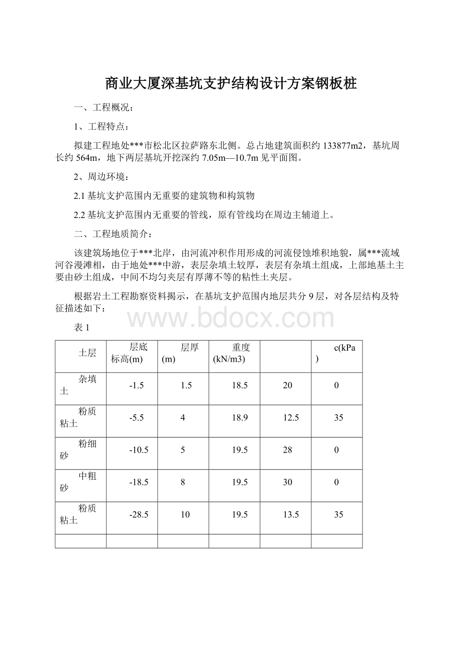 商业大厦深基坑支护结构设计方案钢板桩.docx