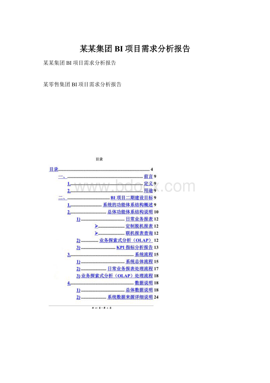 某某集团BI项目需求分析报告Word格式.docx