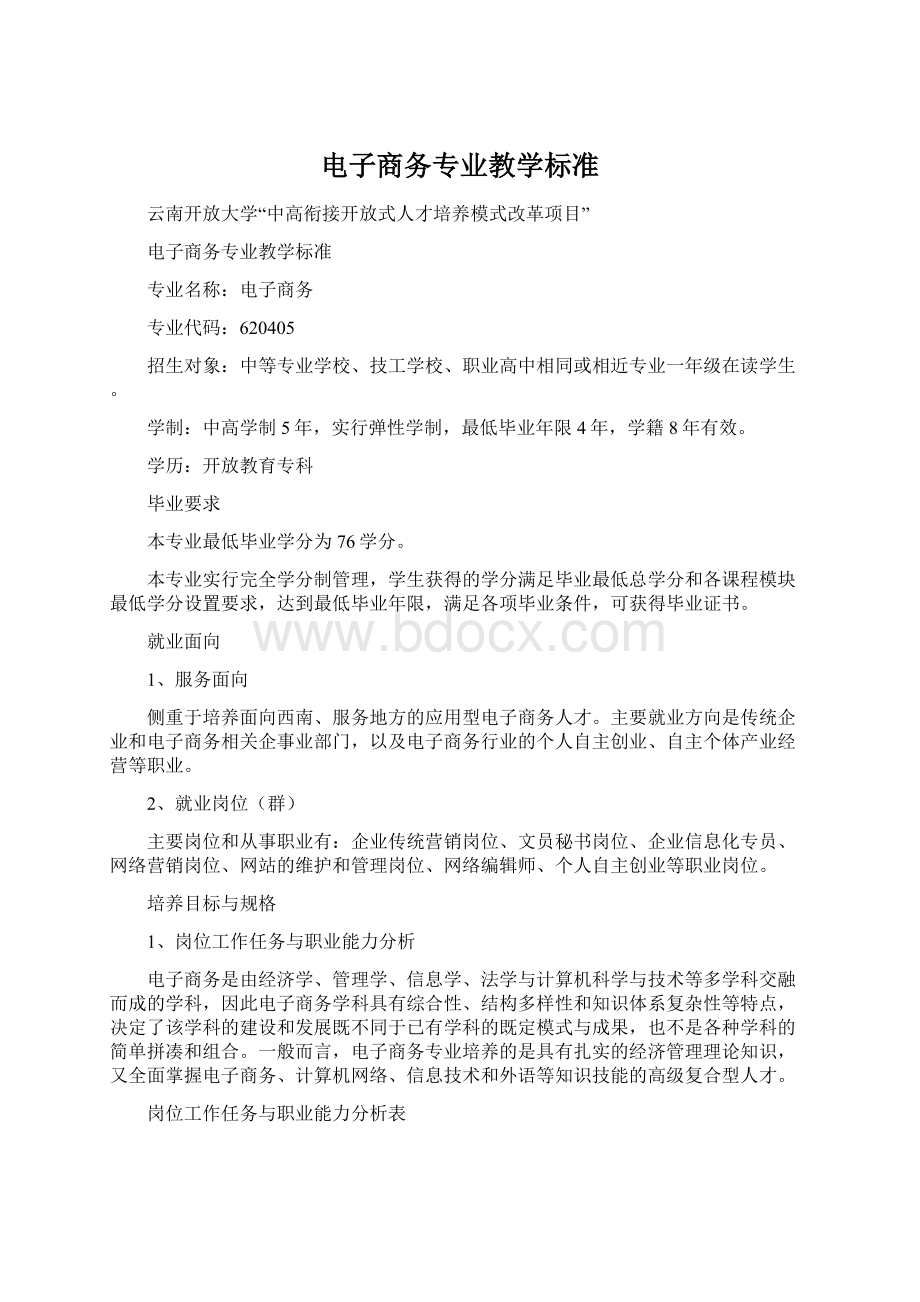 电子商务专业教学标准.docx