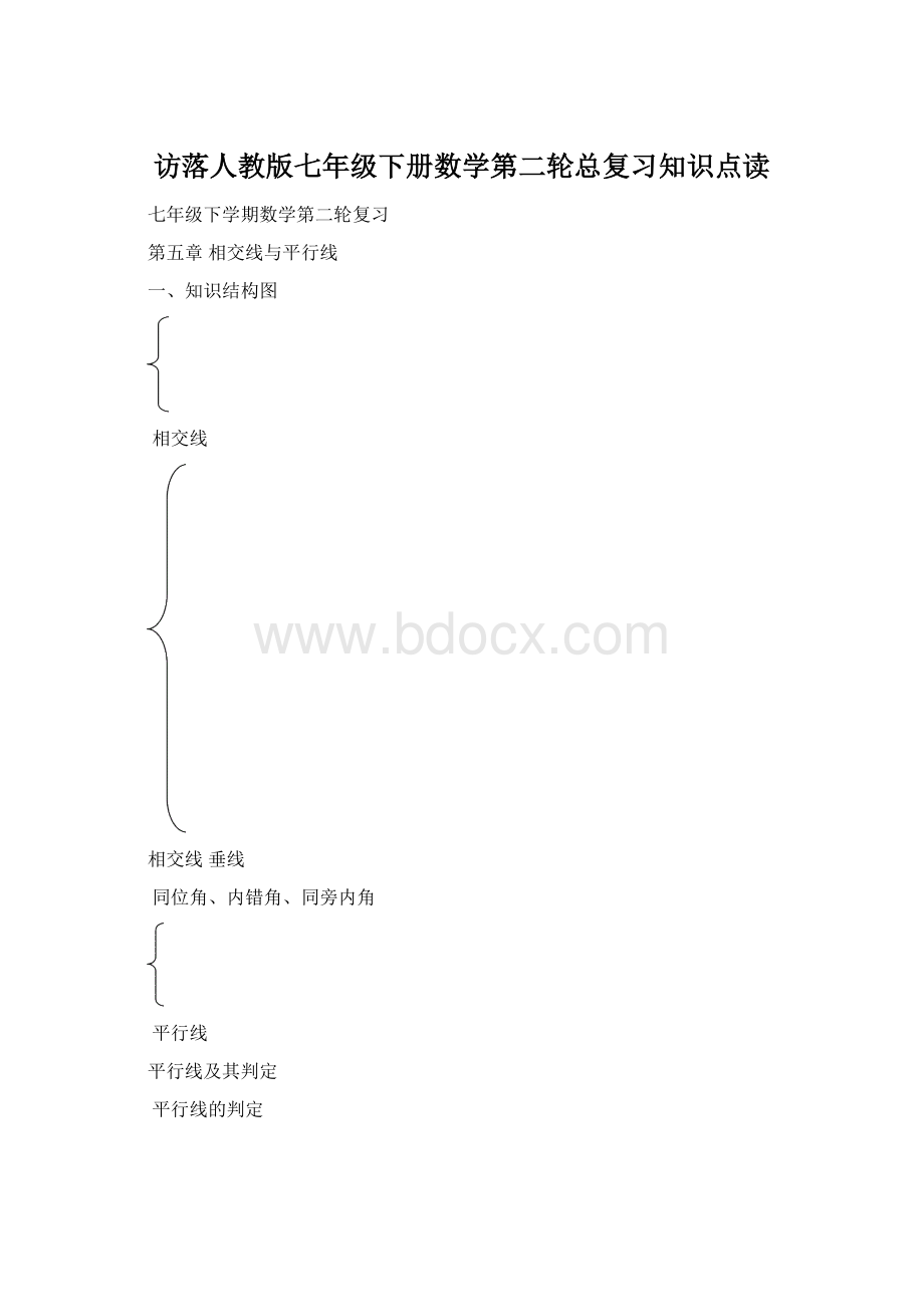 访落人教版七年级下册数学第二轮总复习知识点读.docx