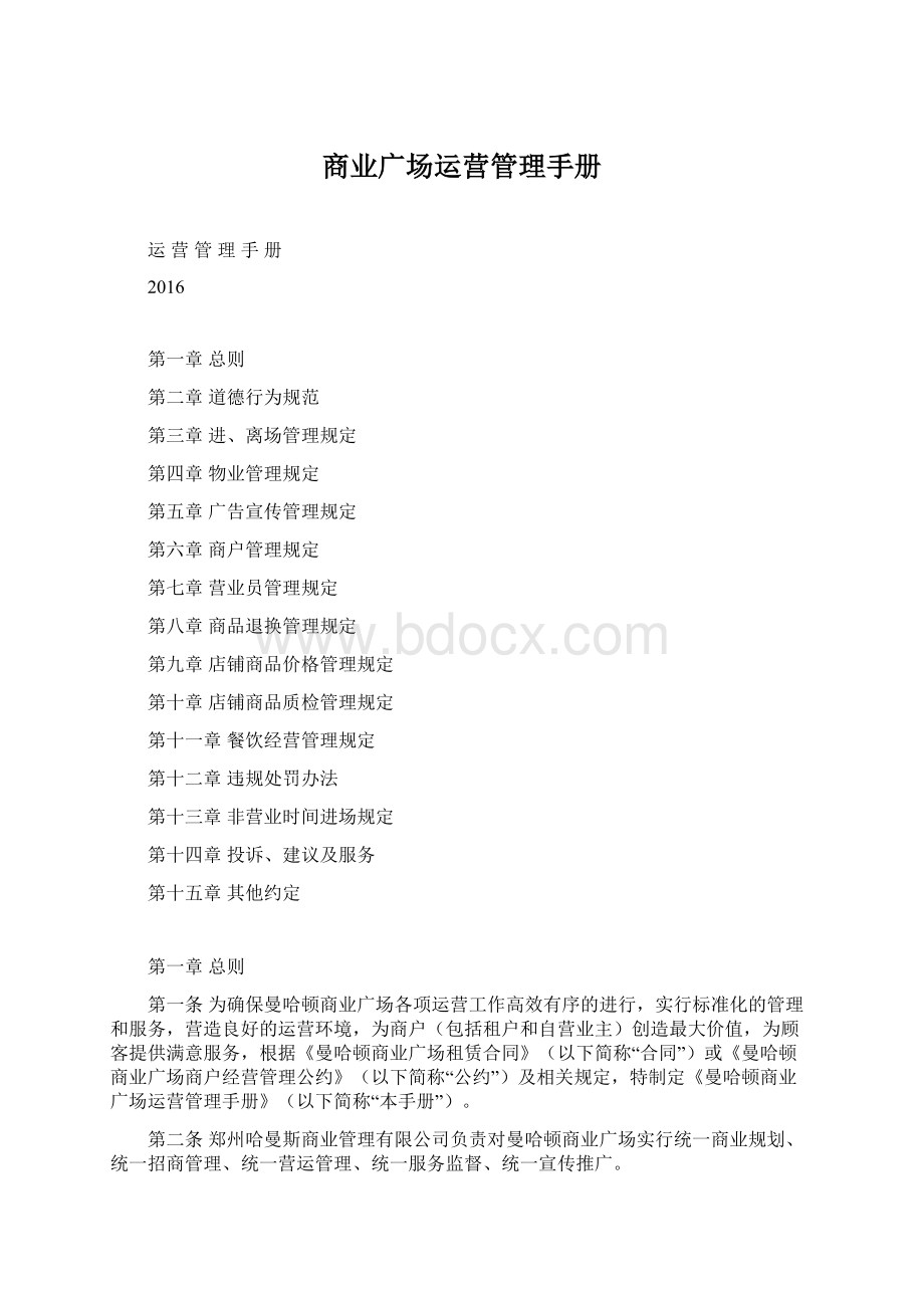 商业广场运营管理手册Word文档格式.docx