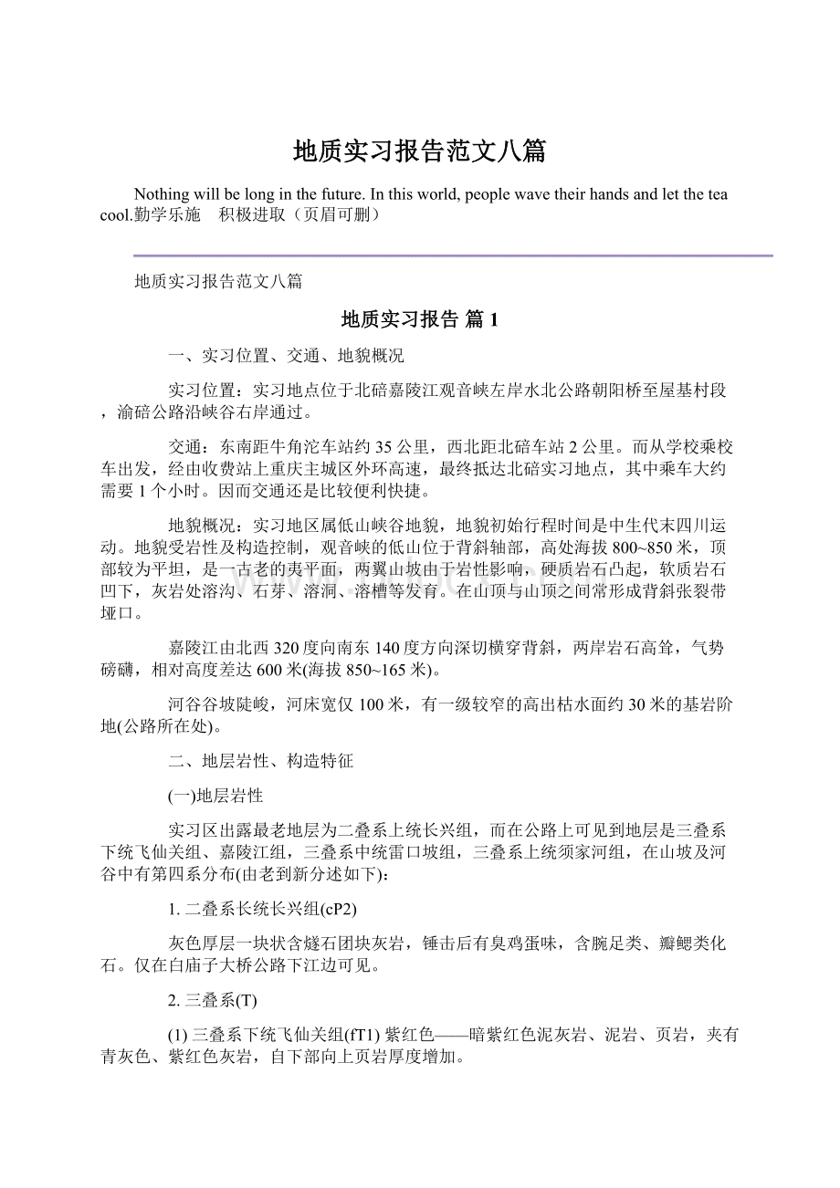 地质实习报告范文八篇Word文档下载推荐.docx