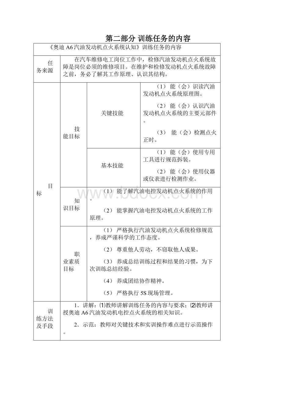 实训手册奥迪A6发动机不能启动怠速加速不良动力不足故障诊断和排除Word文档格式.docx_第3页