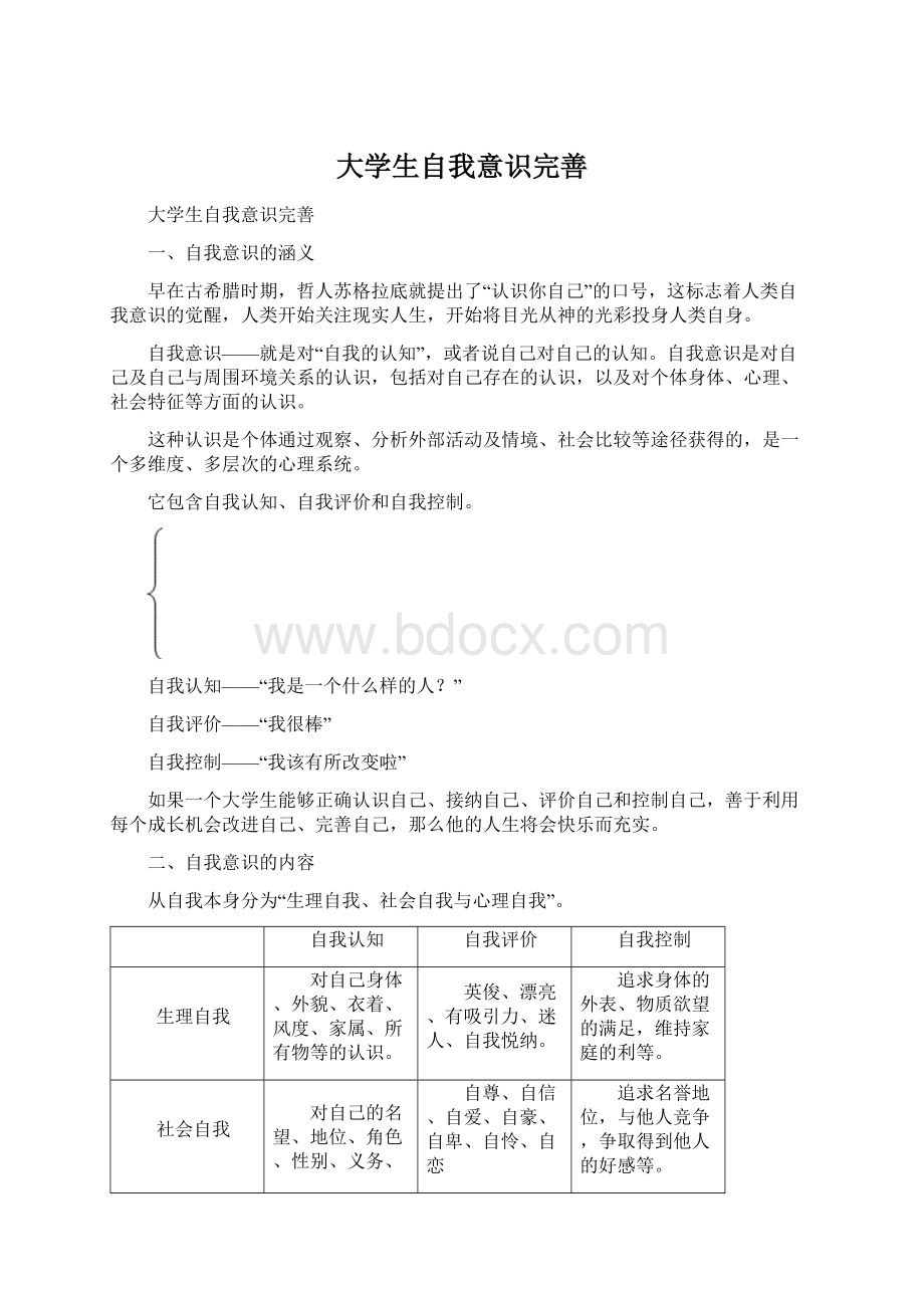 大学生自我意识完善.docx_第1页