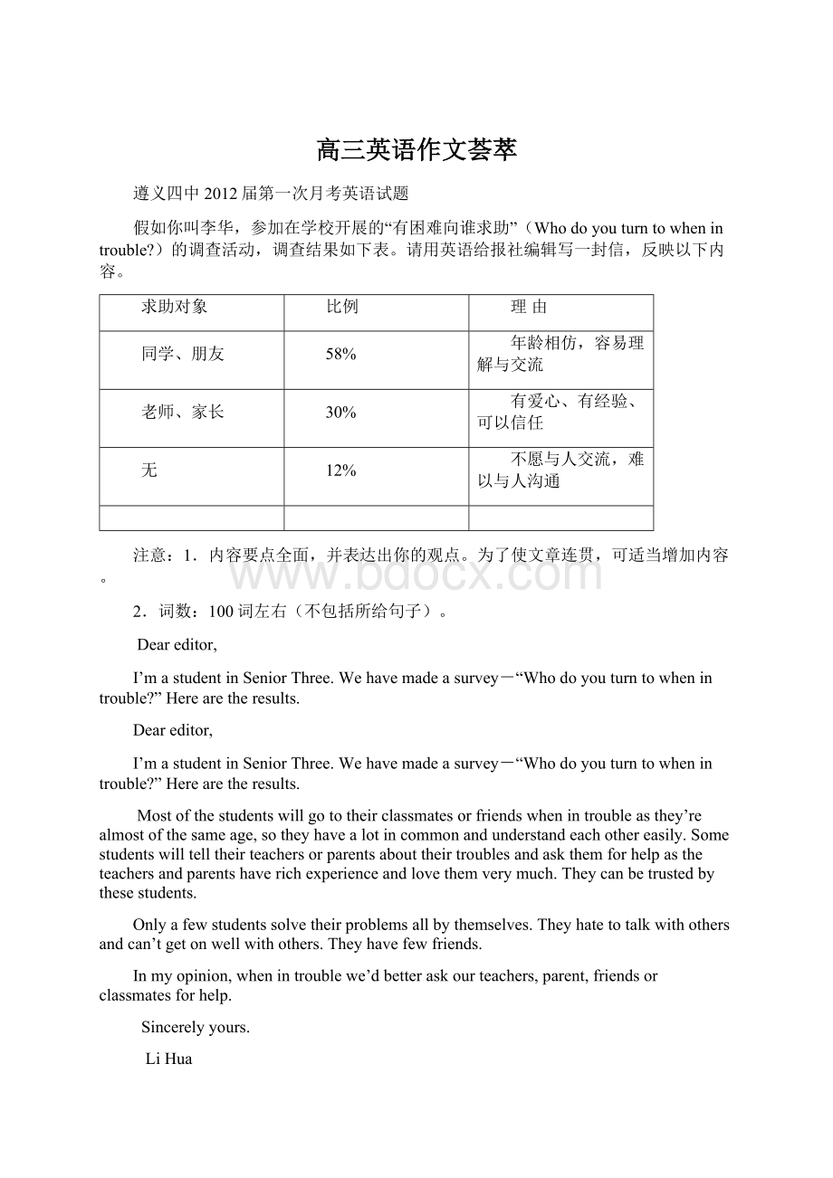 高三英语作文荟萃Word格式.docx_第1页