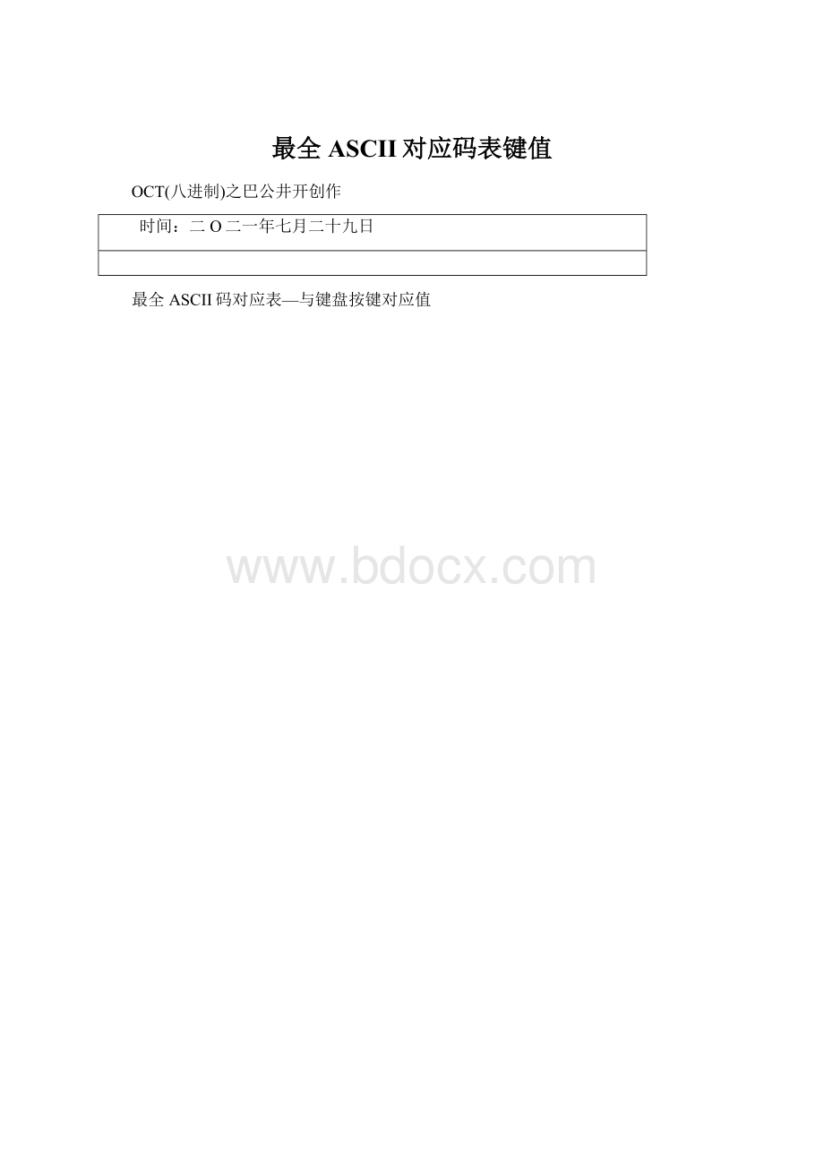 最全ASCII对应码表键值Word格式文档下载.docx