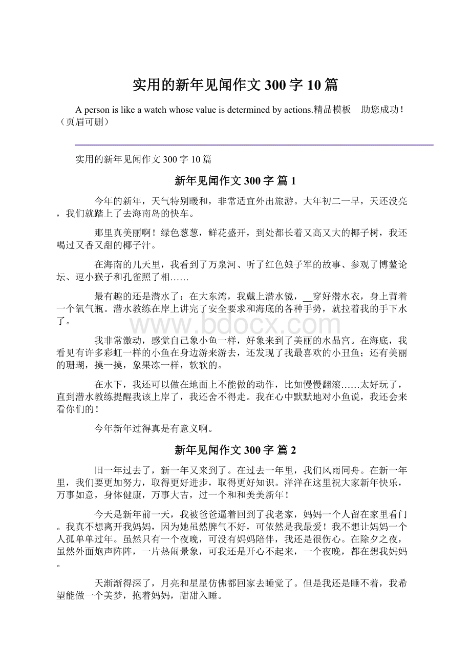 实用的新年见闻作文300字10篇Word文档下载推荐.docx_第1页