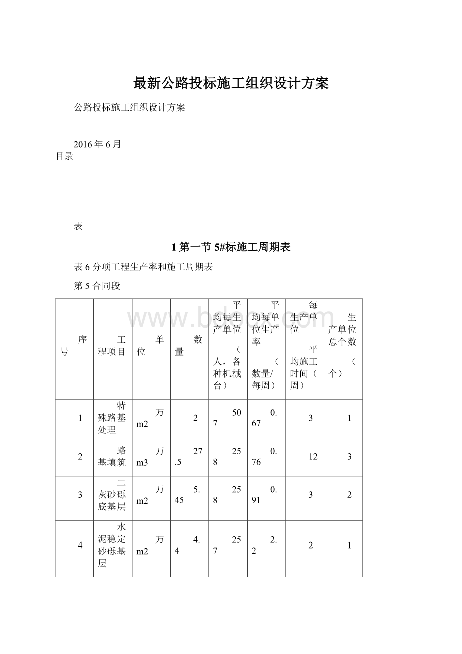 最新公路投标施工组织设计方案Word文档下载推荐.docx