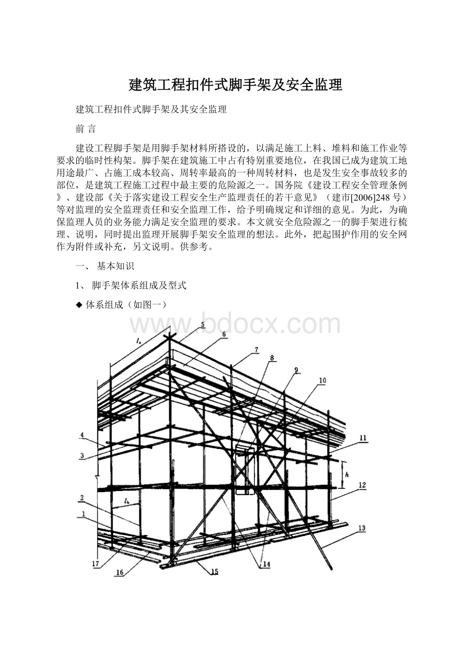 建筑工程扣件式脚手架及安全监理Word格式.docx