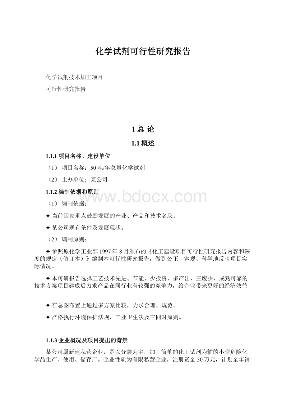 化学试剂可行性研究报告.docx_第1页