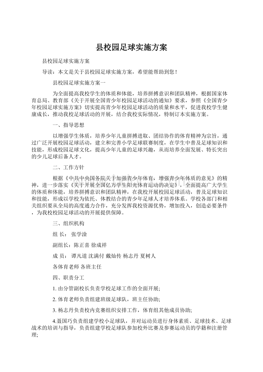 县校园足球实施方案.docx_第1页