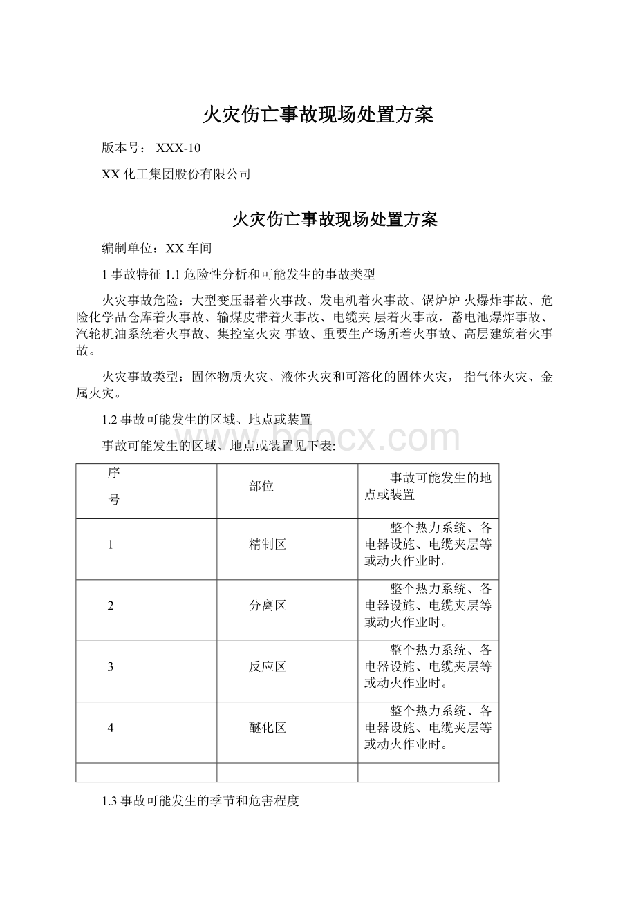 火灾伤亡事故现场处置方案.docx