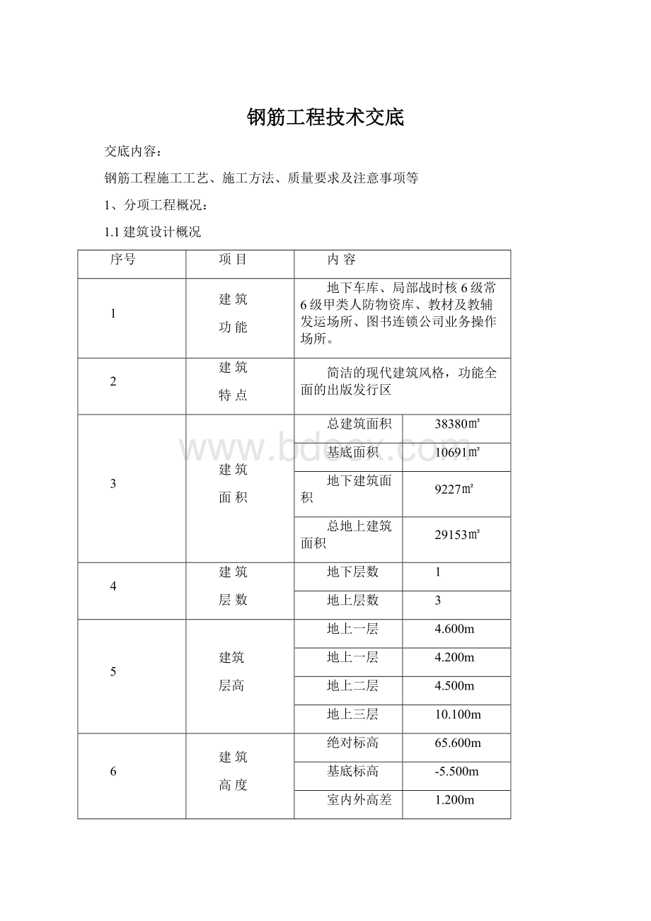 钢筋工程技术交底Word下载.docx